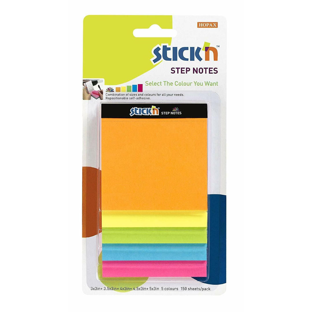 Stick’n 150 Sheets Step Notes, Neon, 21423
