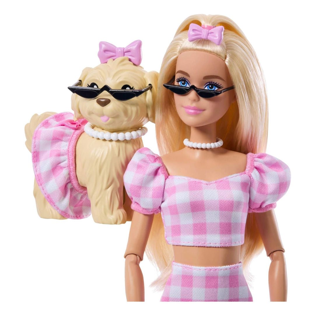 Barbie Twinning Looks, Blonde Doll With Pet Dog And Accessories