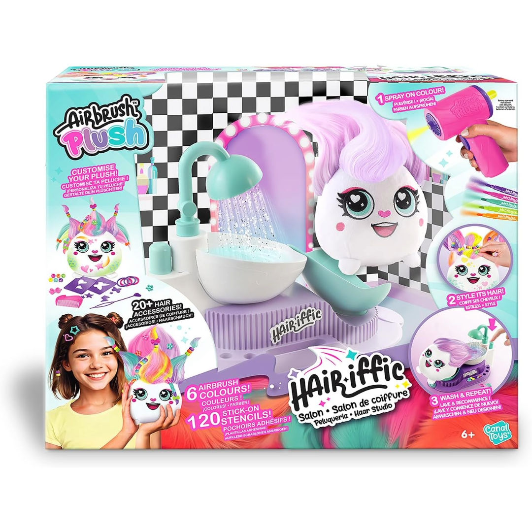 Canal Toys Airbrush Plush Hair'iffic Hairstyle Salon Playset, 6+ Years