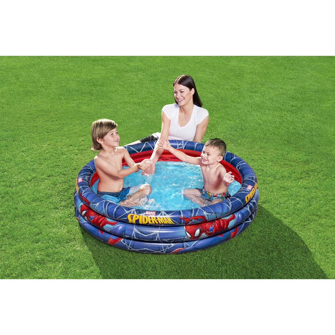 Bestway Spider-Man Inflatable 3-Ring Pool 122 x 30cm, 2+ years