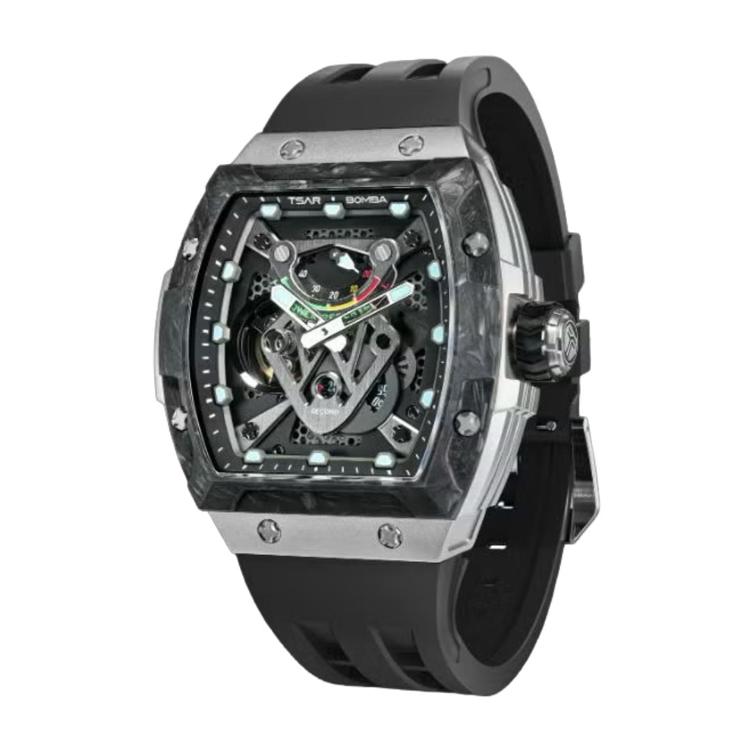 TSAR Bomba Men's Automatic Black Dial Black FKM Rubber Watch