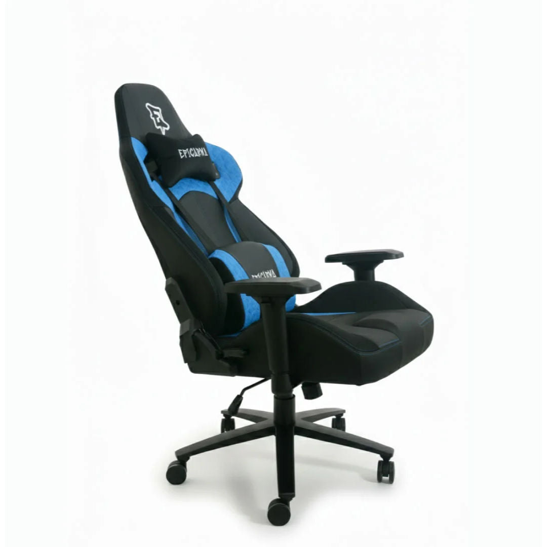 EPICARMA Ergonomic Gaming Chair with 4D Adjustable Armrests, 90°-160° Reclining Backrest, Lumbar & Neck Support, Black/Blue