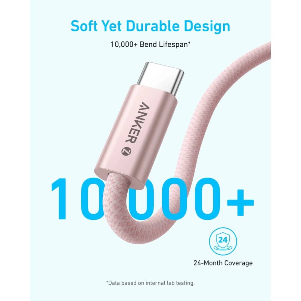 Anker Zolo 240W USB-C to USB-C Braided Cable 1m, White