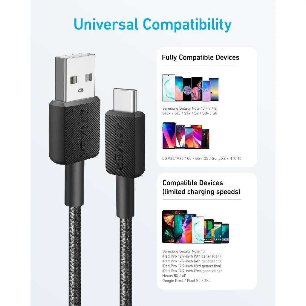 Anker 322 PowerLine USB-A to USB-C Cable 3ft / 0.9m