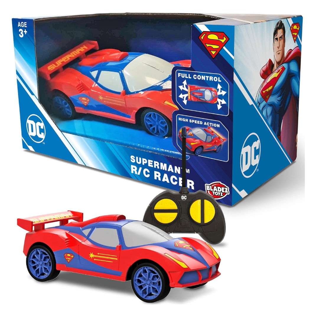 Bladez Toyz DC Superman Superman RC Racer Car 1:28, Red/Blue, 3+ years
