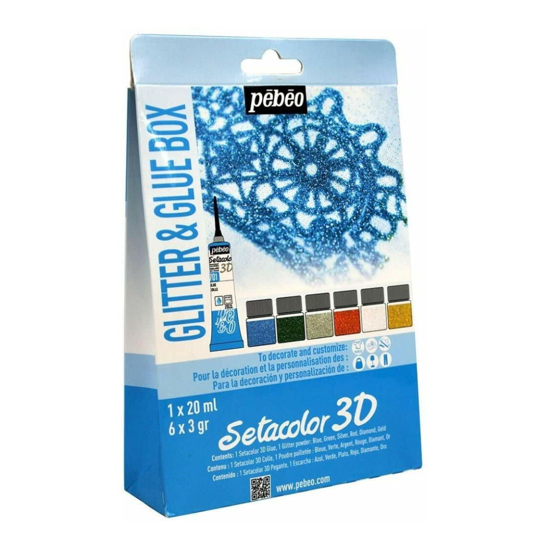 Pebeo 3D Setacolor Glitter Outline Set, 20 ml, 756102