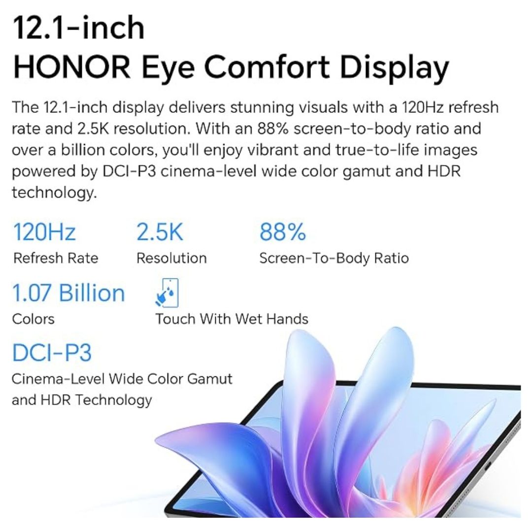 HONOR Pad 10 Wifi 12.1 Inch Tablet 8GB RAM 256GB ROM Gray Bundle with Free Keyboard Case & Honor Choice Pencil
