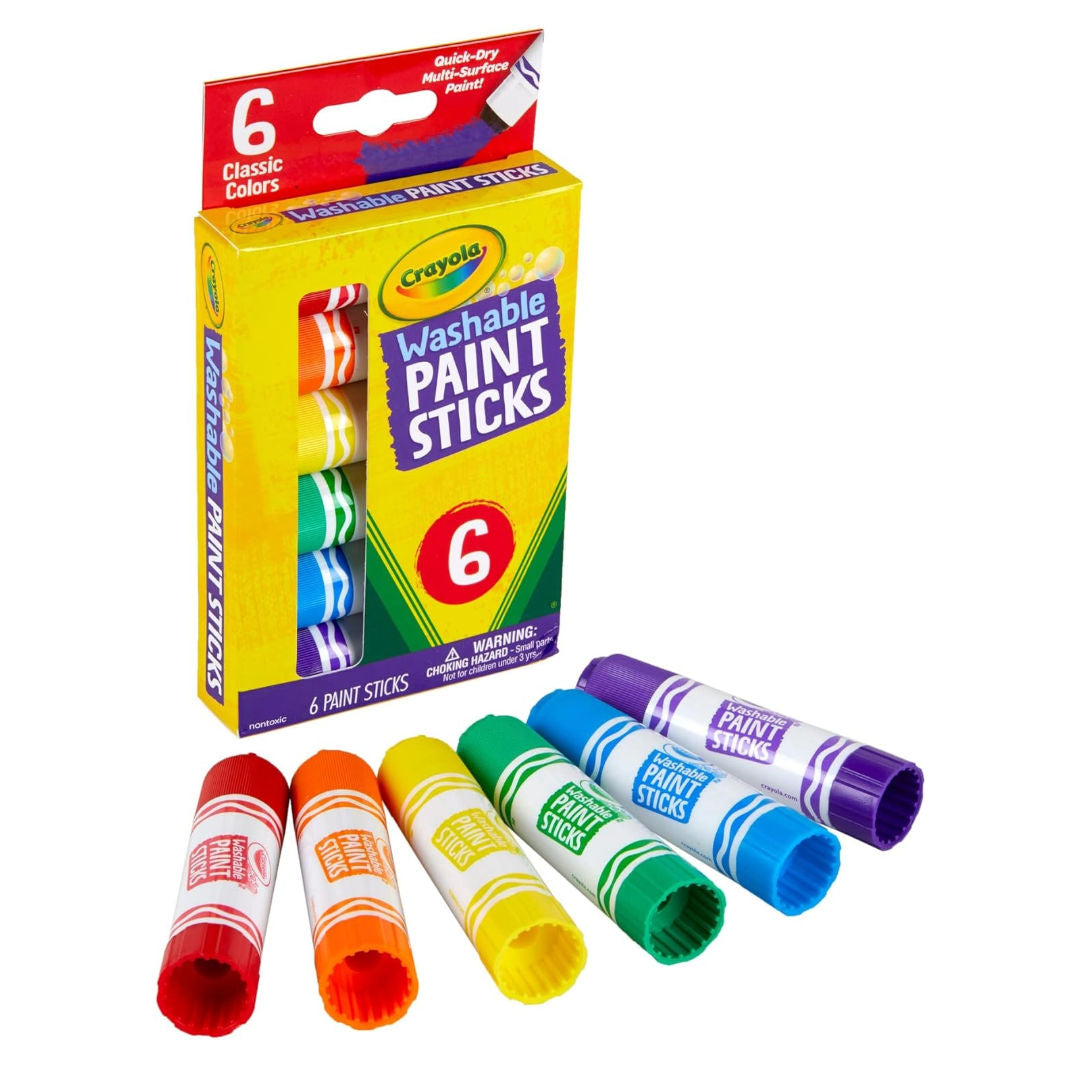 Crayola Washable Paint Sticks, Assorted Colors, 6 Sticks