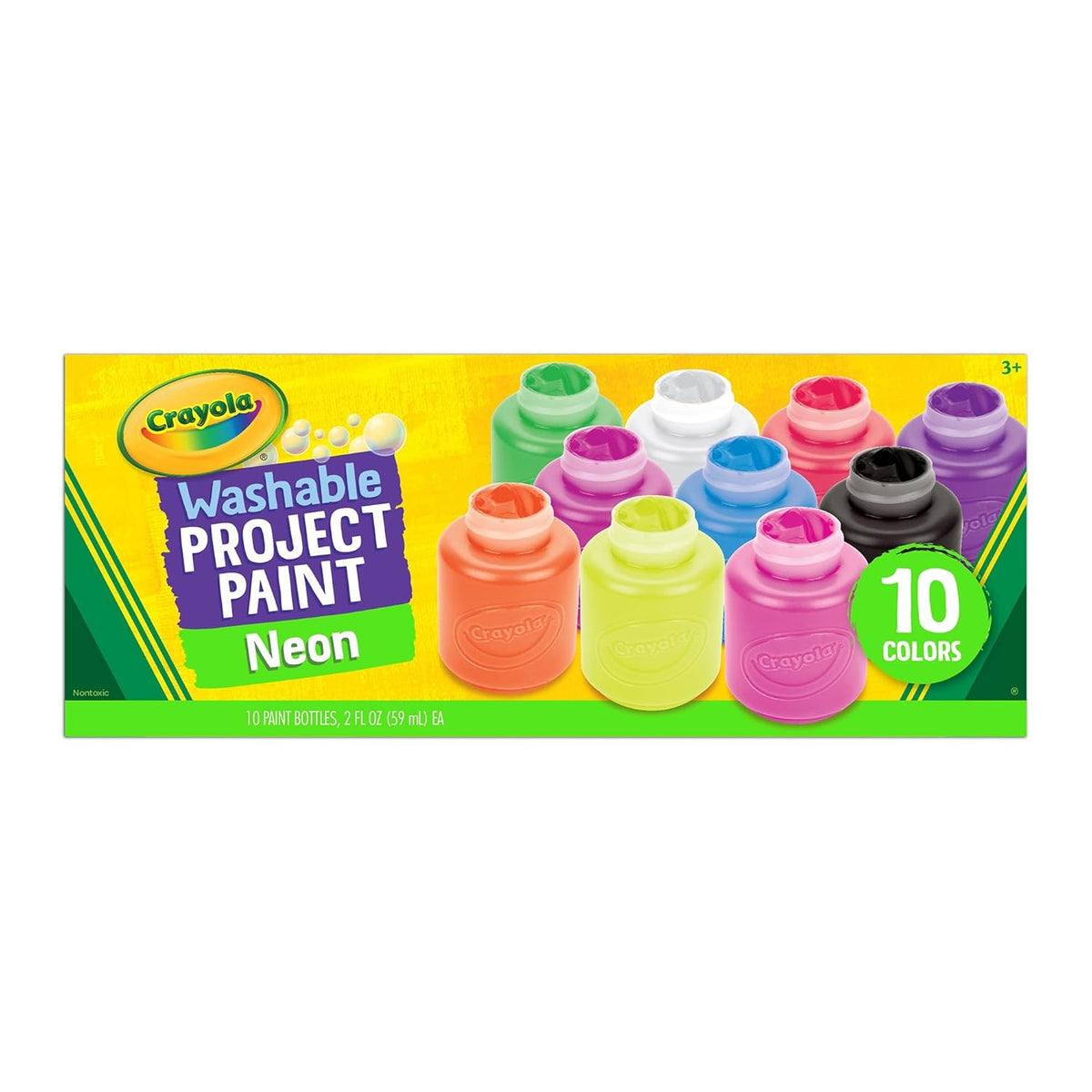 Crayola Washable Project Paint, Neon, 10 Pack
