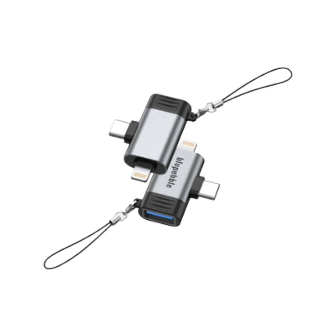 Blupebble USB-C & Lightning to USB-A 3-in-1 OTG Adapter