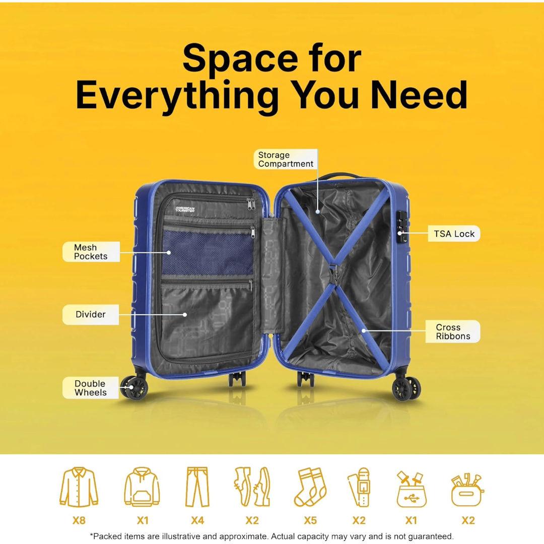 American Tourister Bricklane Hard Luggage Trolley Bag, Blue