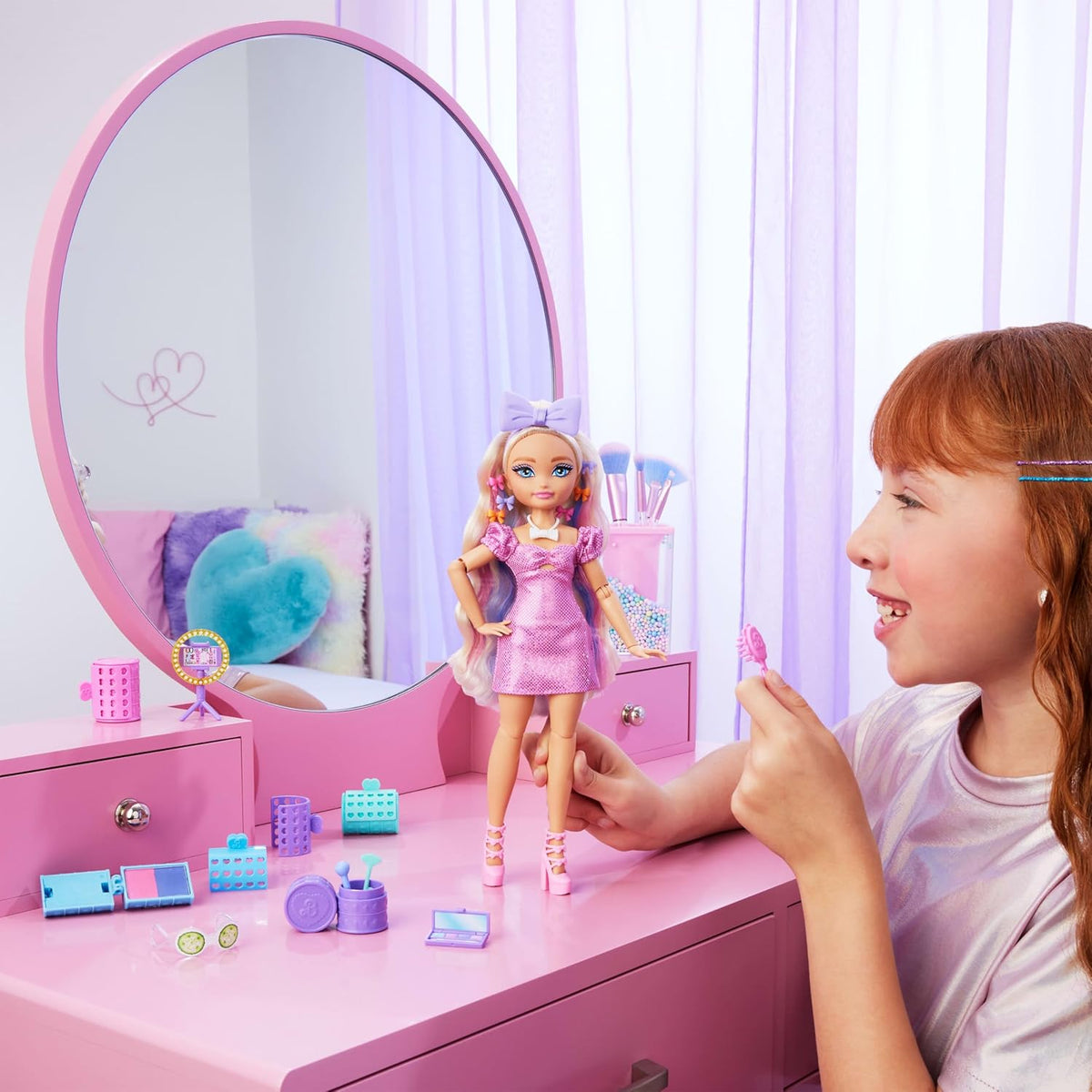 Barbie Dream Get Ready Malibu Fashion Doll, Stylized Hair with Surprise Accessories & 15+ Looks