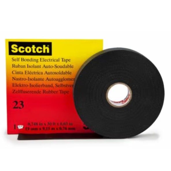 Scotch® Rubber Splicing Tape 23, Black, 19 mm x 9.15 m x 0.76 mm, Self-Fusing Electrical Insulation Tape