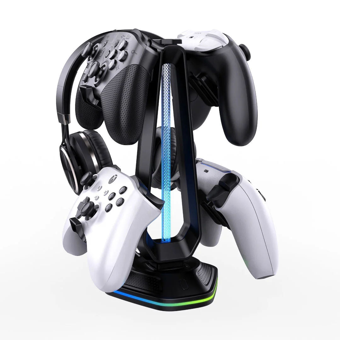 EPICARMA RGB Headset Stand  And Universal Gaming Accessory Organizer, Black