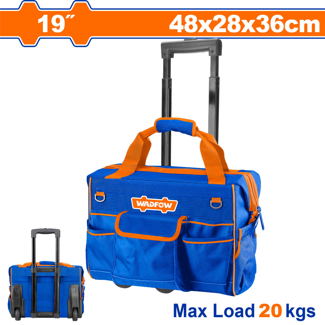 WADFOW 19″ Rolling Rigid Tool Bag, 600D, Telescopic Handle, 20kg Max Load