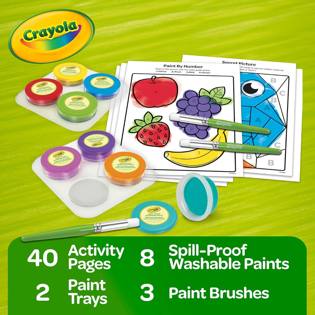Crayola Spill Proof Washable Paint Kit, 8 Washable Paint Colors For Kids