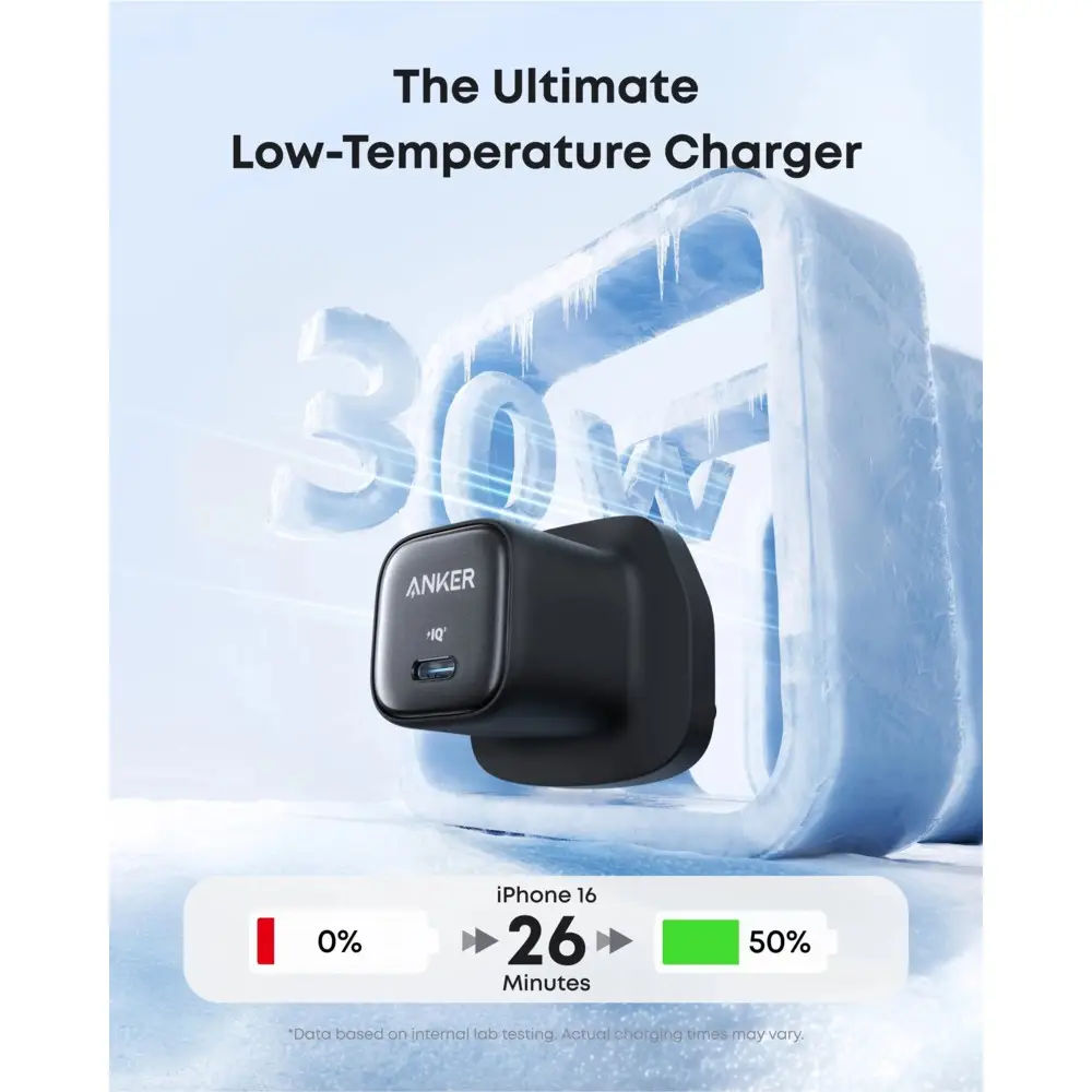 Anker Zolo 30W PD 3.0 USB-C GaN II Charger Compact Fast Charging Adapter, Black