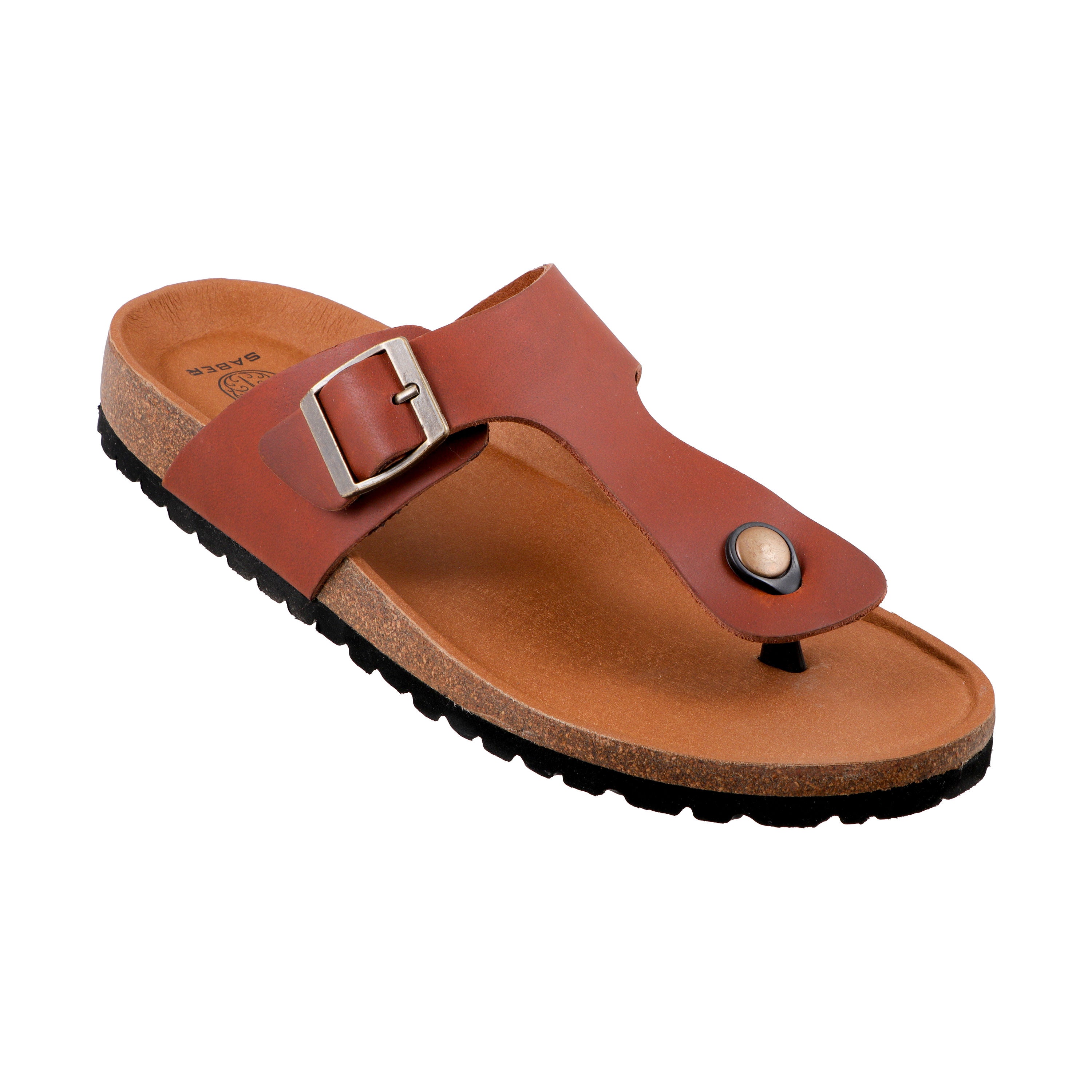 SABER BIRK -1 Men's Genuine Leather Sandals with Cork-Latex Footbed & EVA Sole