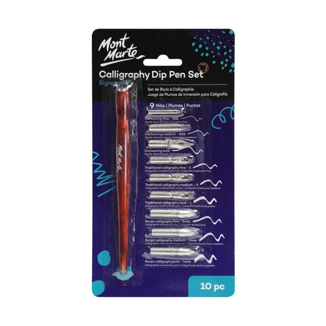 Mont Marte 10-Pieces, Calligraphy Dip Pen Set, MMCA0007 D19-83