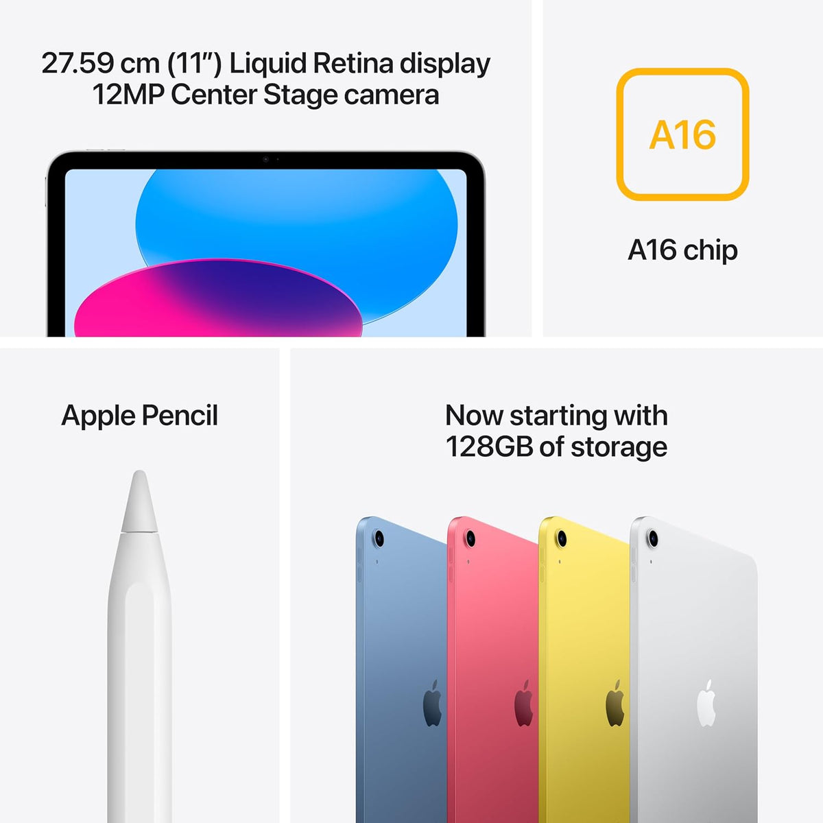 Apple iPad 11-inch with A16 Chip, Wi-Fi, 128GB Storage, Blue