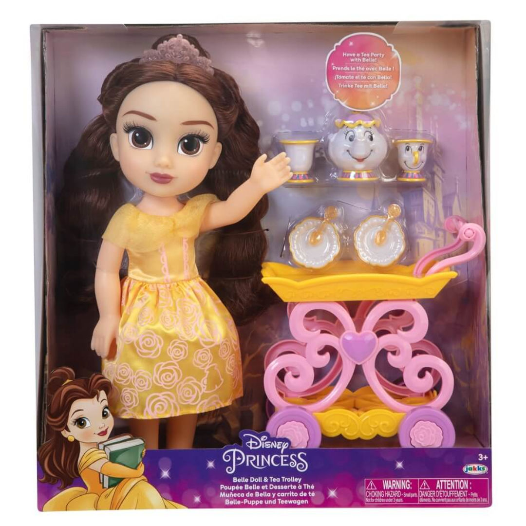 Disney Princess Belle Doll & Tea Trolley Playset, For Age 3+ Years