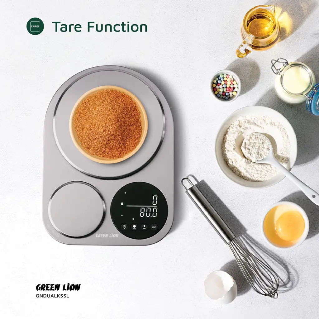 Green Lion Dual Kitchen Scale, Stainless Steel Digital Food Scale with Large & Small Platforms, Silver