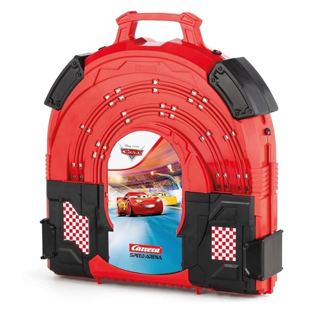 Carrera Speed Arena Disney Pixar Cars Race In A Case Lightning McQueen vs Cruz Ramirez Slot Car Racing Set 1:64, Red/Yellow, 3+ years