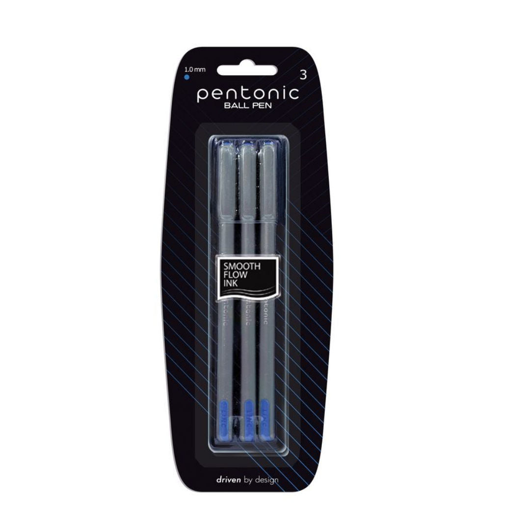 Pentonic Blue Ball Pen, 1.0mm, 3 pieces