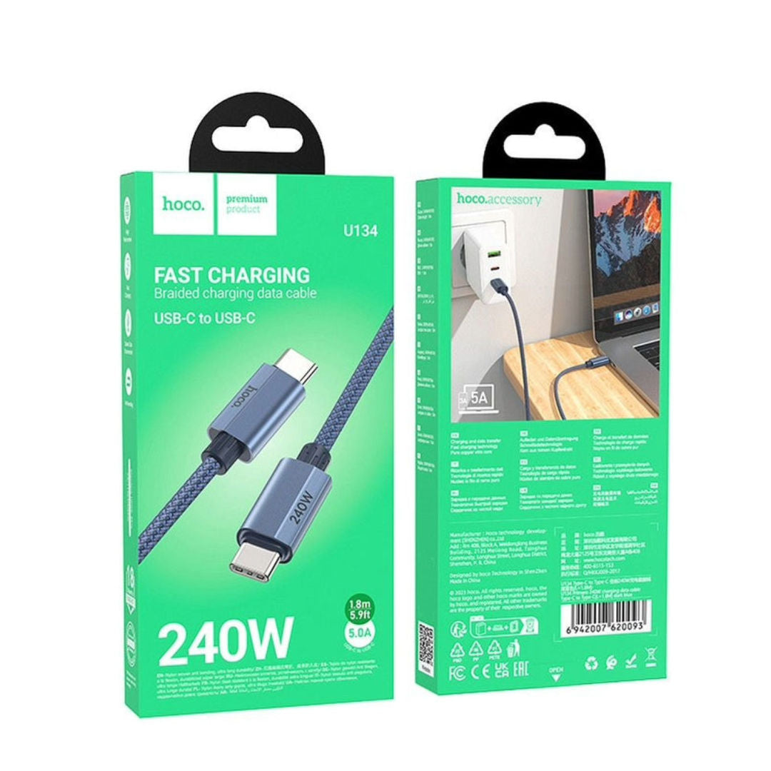 Hoco U134 Primero 240W Charging Data Cable Type-C to Type-C, 1.8m