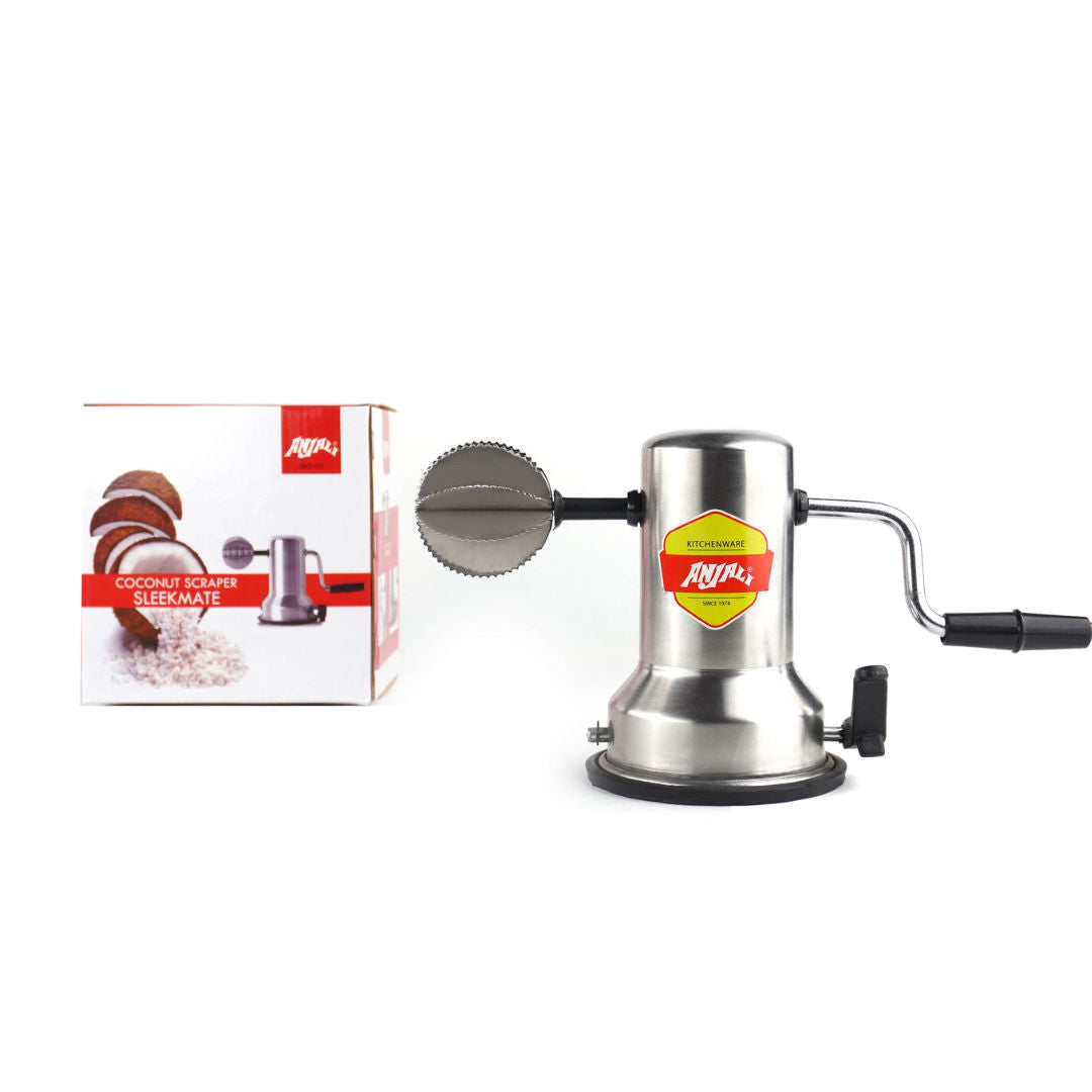 ANJALI Coconut Scrapper, Sleekmate, Stainless Steel, Vacuum Base