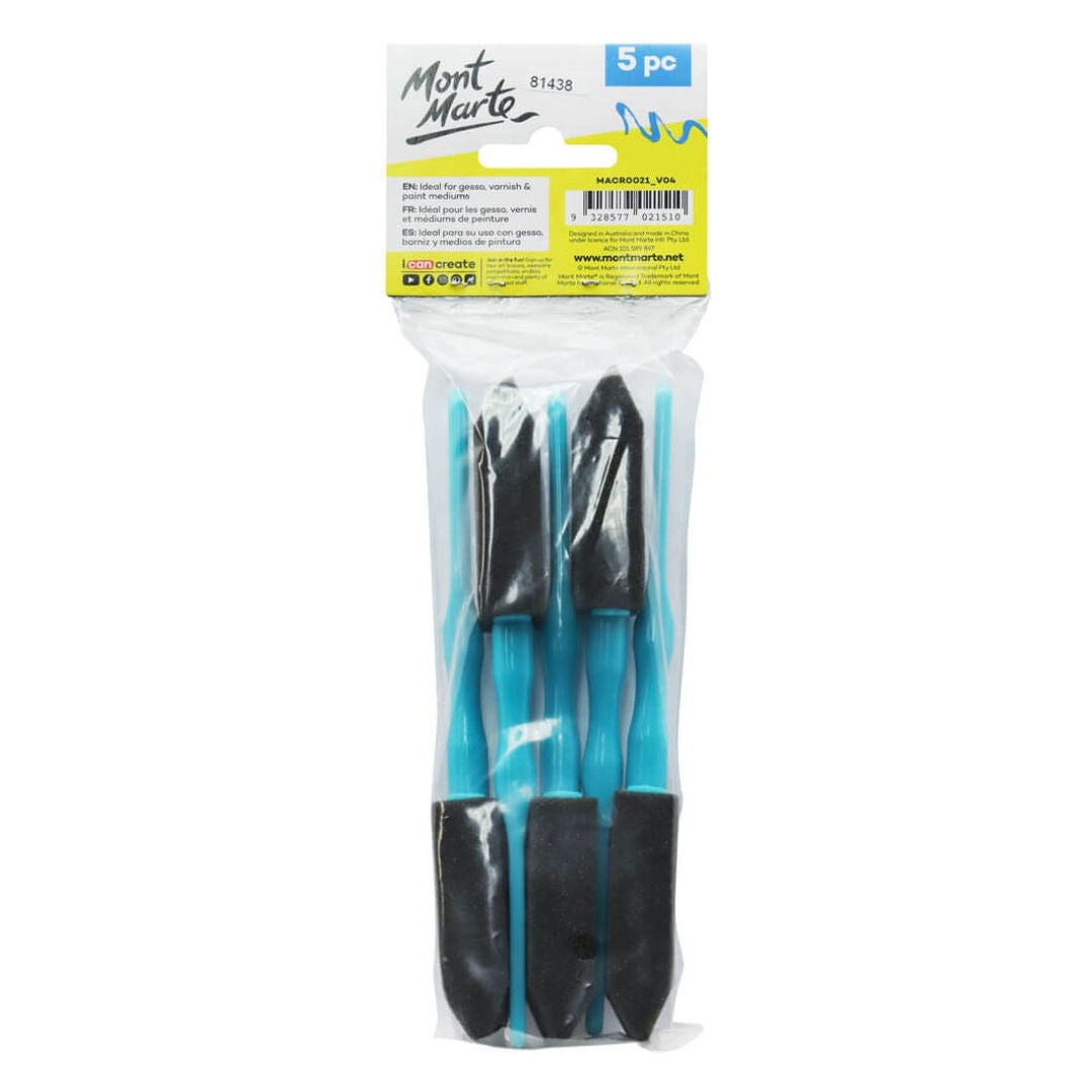 Mont Marte Hobby Foam Brushes Set, 5-Pieces