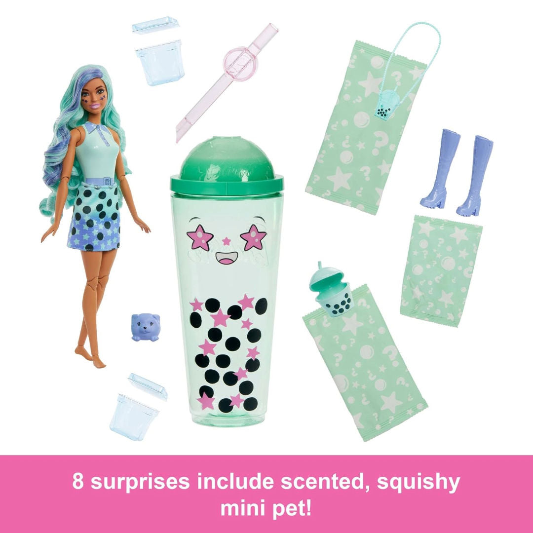 Barbie Pop Reveal Bubble Tea Series Green Tea Fashion Doll & Accessories Set With 8 Surprises, 3+ Years