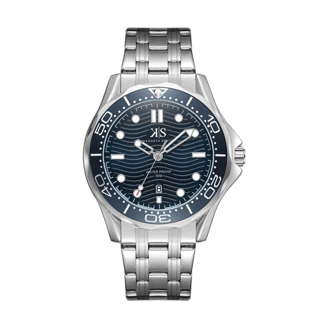 Kenneth Scott Men’s Quartz Analog Watch with Silicone or Stainless Strap, K22009 Series
