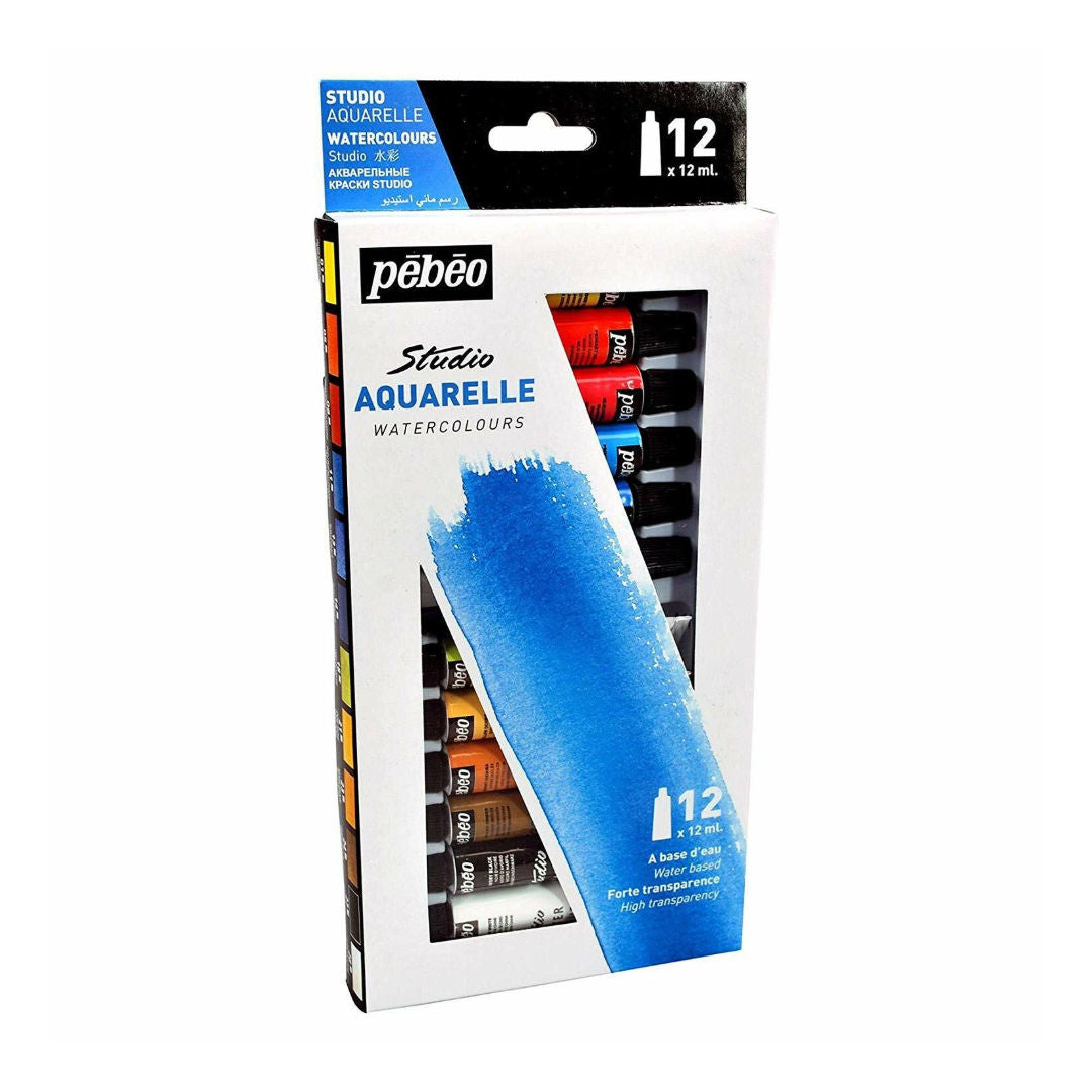 Pebeo Fine Watercolour Paint Set, 12×12ml Tubes, 668400