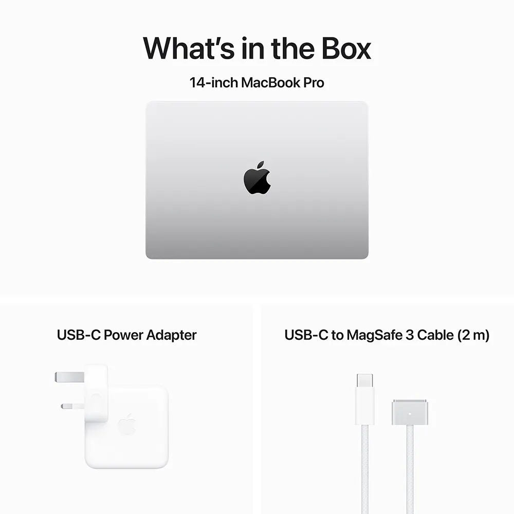 Apple MacBook Pro 14-inch with M3 Chip, 8-Core CPU, 10-Core GPU, 8GB RAM, 512GB SSD, Silver, MR7J3