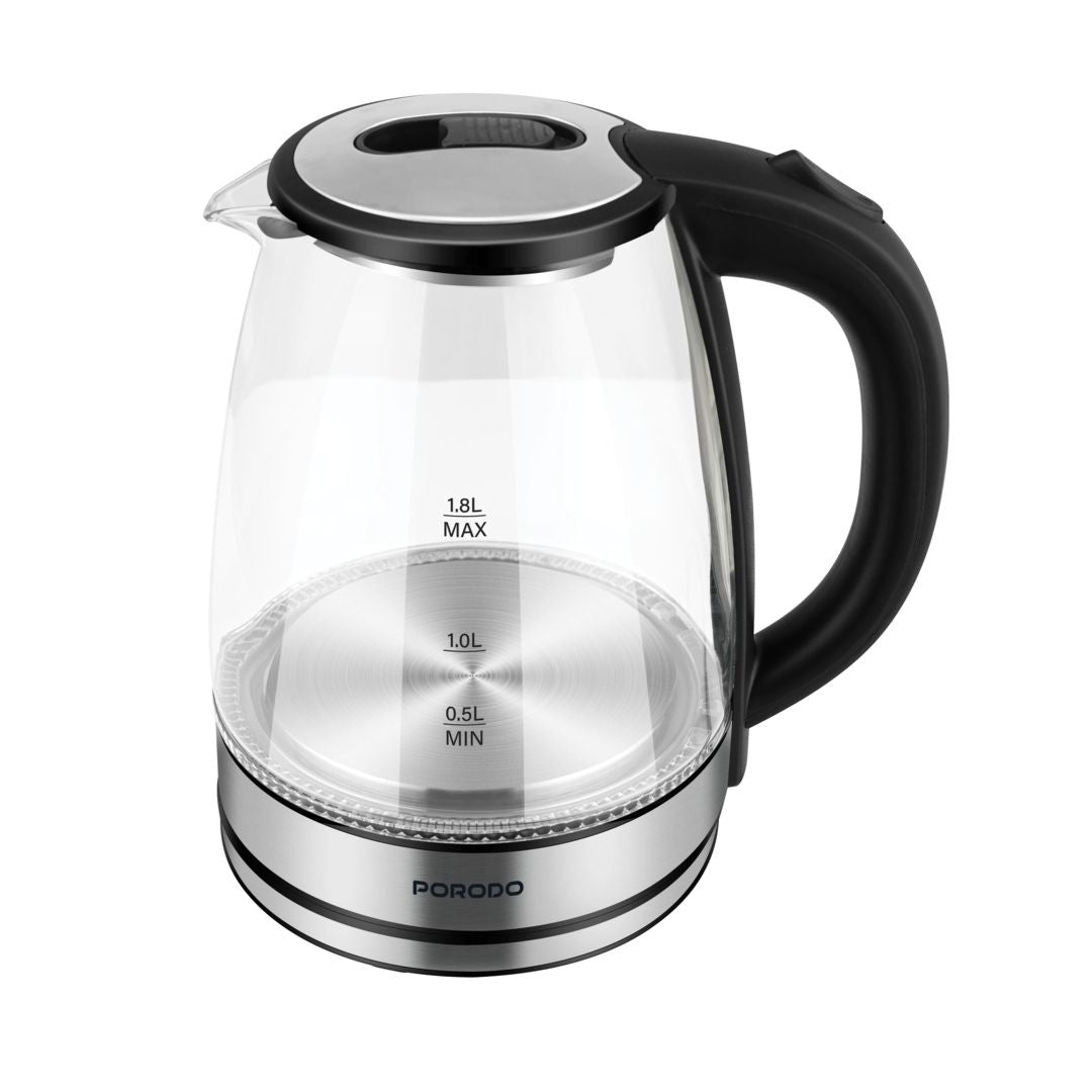 Porodo Lifestyle Pyro T1 Electric Glass Kettle, Clear