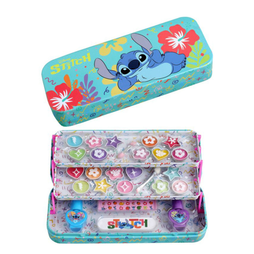Air-Val Disney Lilo & Stitch Stitch Makeup Tin With 3 Folding Trays, Blue, 8Years