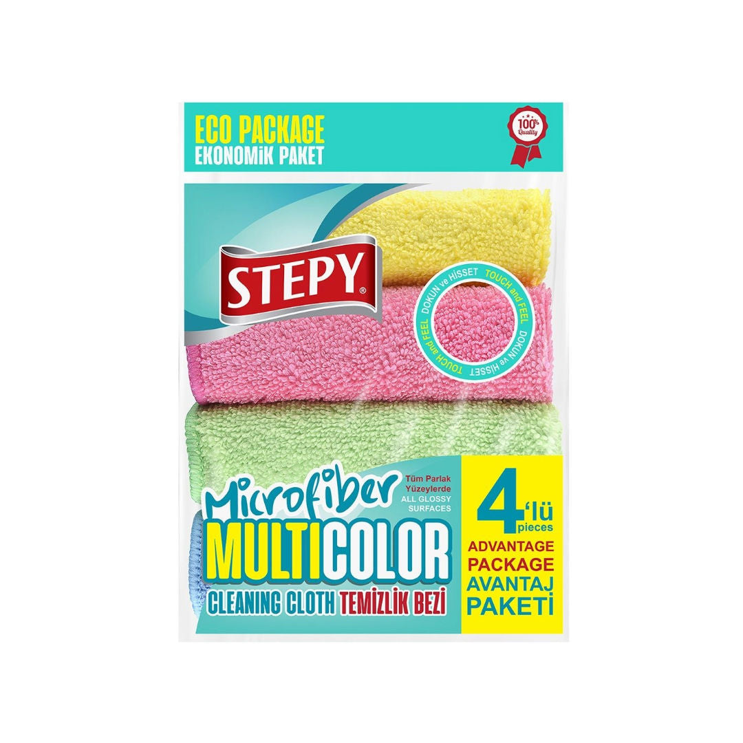 Stepy Microfiber Cleaning Cloth Set, 4 Pieces, Black, 25x35cm