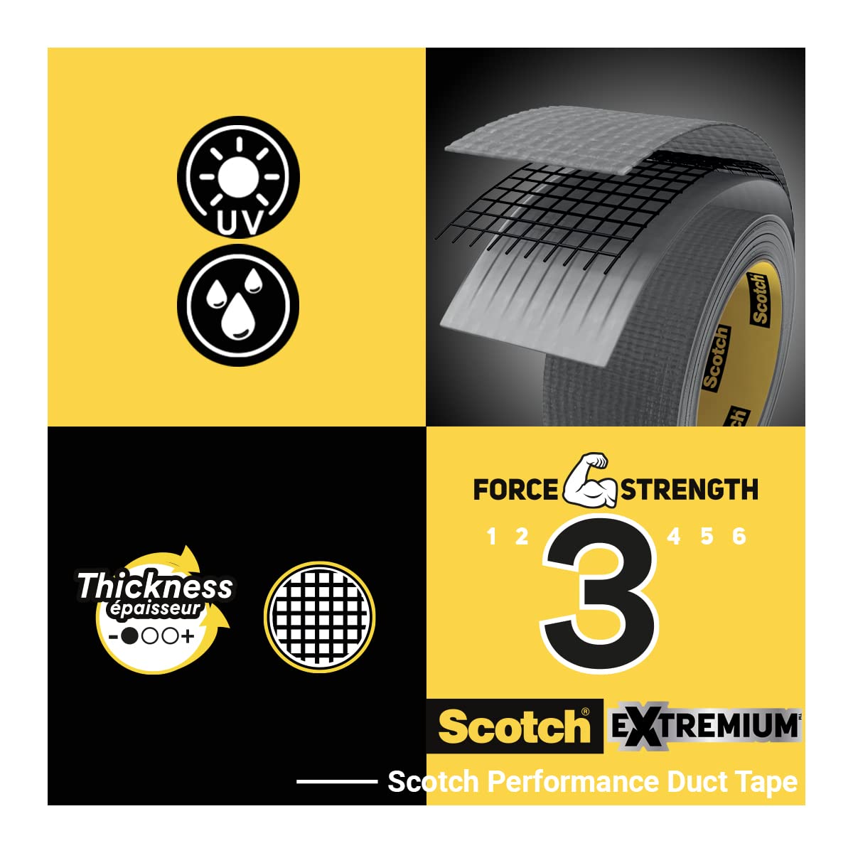 Scotch® Universal Duct Tape, Black, 48 mm x 25 m, Multi-Purpose Repair & Sealing Tape