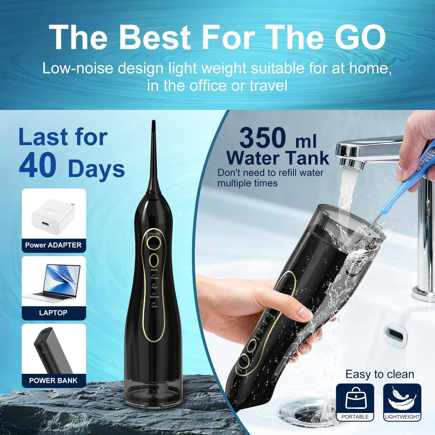 EPICARMA F5 Smart Oral Irrigator, Black,EA-FLSF5-BK