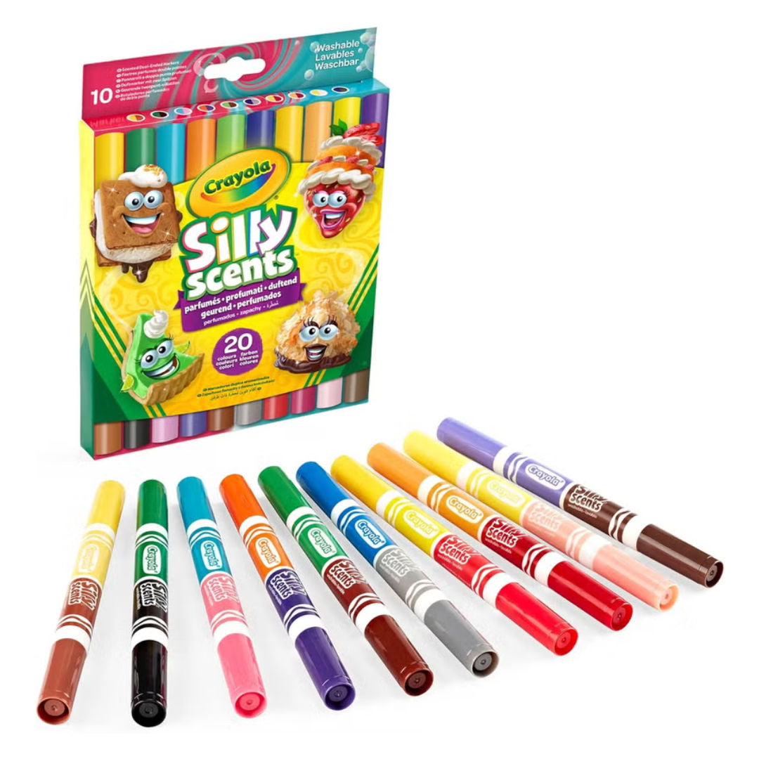 Crayola Silly Scents, Double Tip Washable Markers Set, 10 Pieces