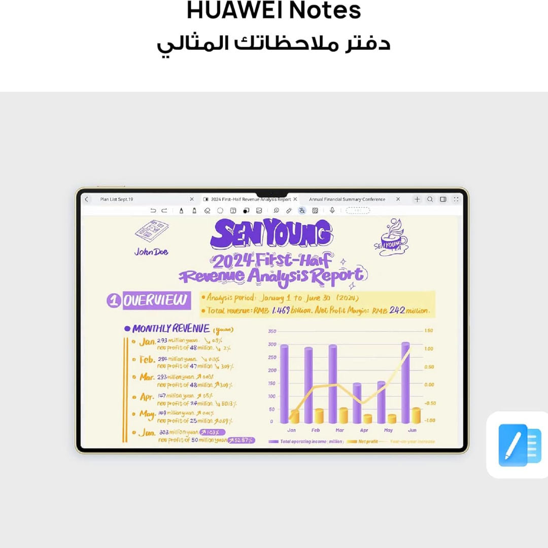 Huawei MatePad Pro WEB-W09-13.2" Flexible OLED PaperMatte Display, 12GB RAM, 512GB Storage, Premium Gold