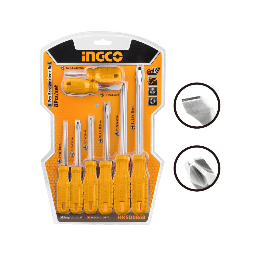 INGCO 8-Pieces Screwdriver Set, Cr-V
