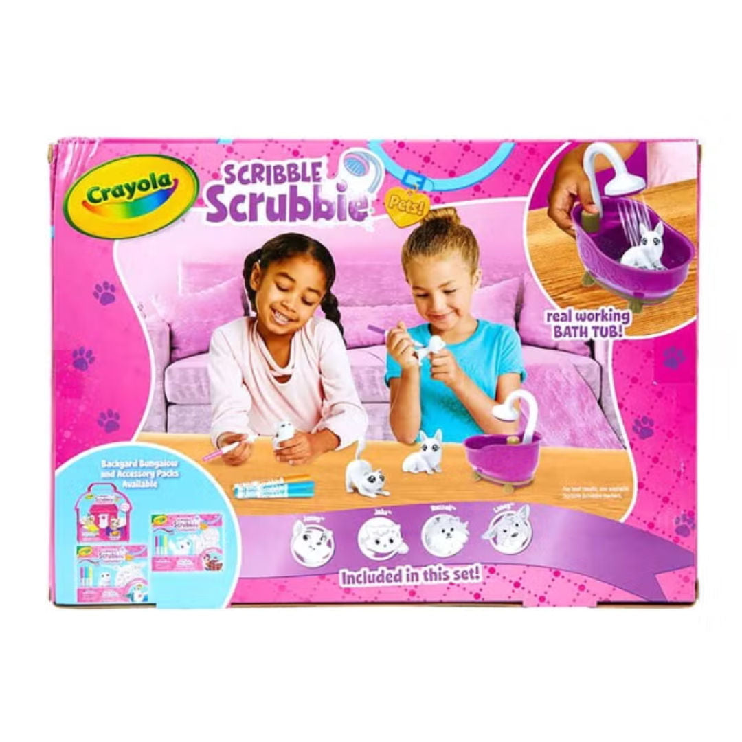 Crayola SCRIBBLE Scrubbie, Pets Tub Playset & 6 Washable Markers