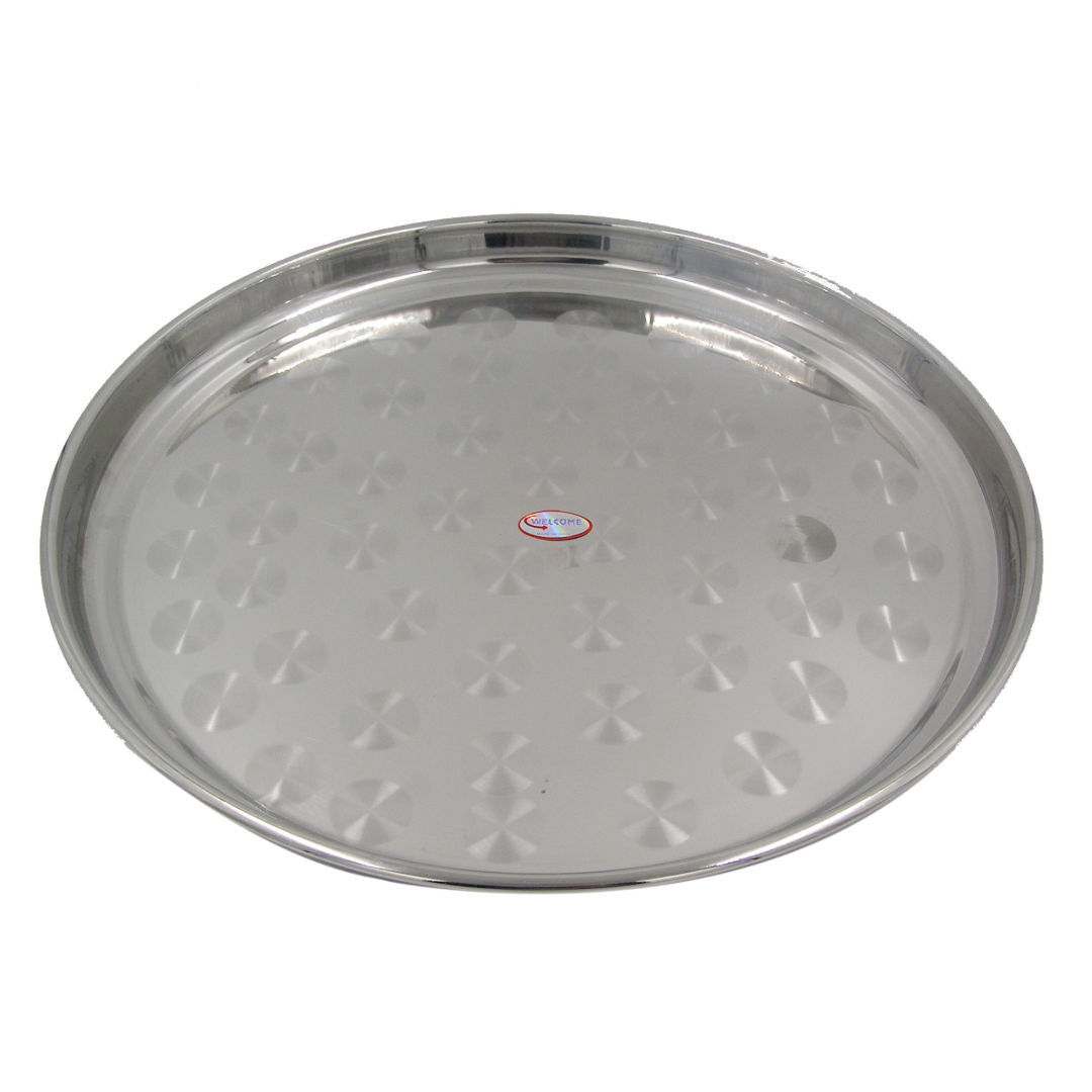 Welcome Stainless Steel Round Plate Khumcha