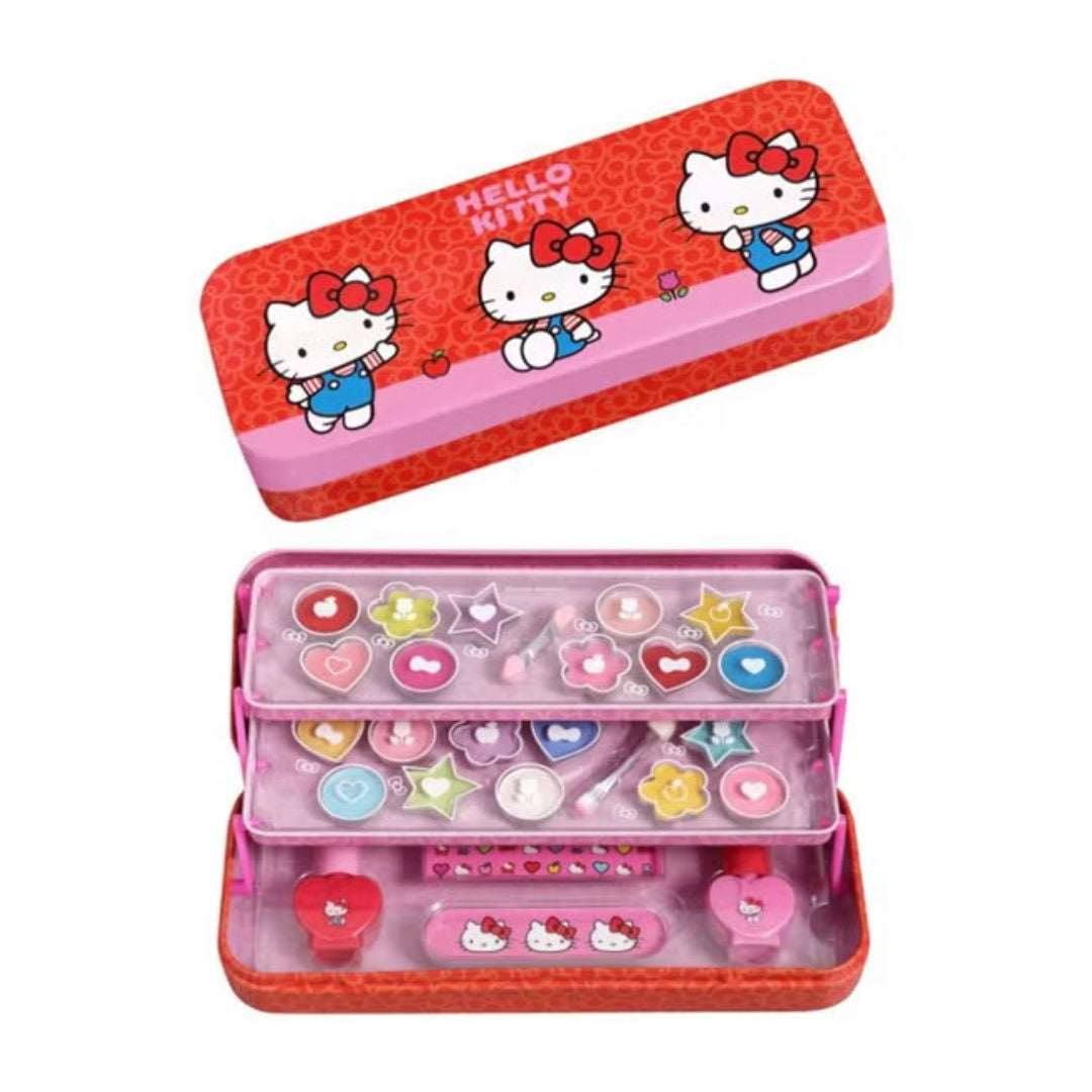 Air-Val Sanrio Hello Kitty and Friends Hello Kitty Makeup Tin With 3 Folding Trays, Red/Pink, 8+ Years