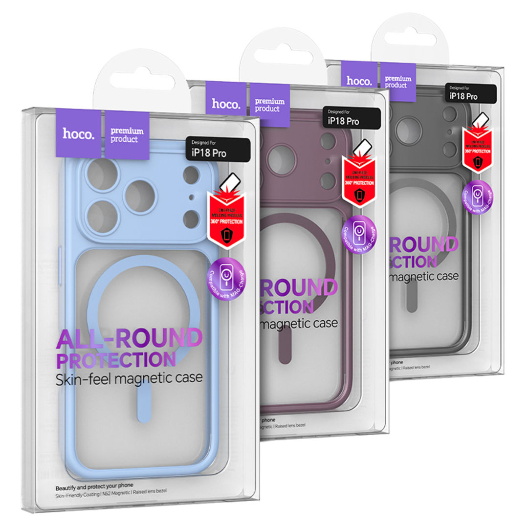 Hoco Plain Magnetic Protective Case for iPhone 18 Pro, All-Round Protection, Smooth & Silky