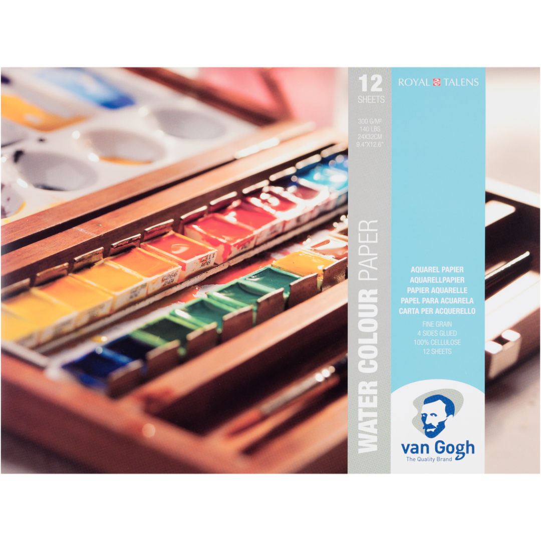 Van Gogh Watercolour Paper Block 24x32cm, 300gsm, 12 Sheets, Cold Pressed Fine Texture