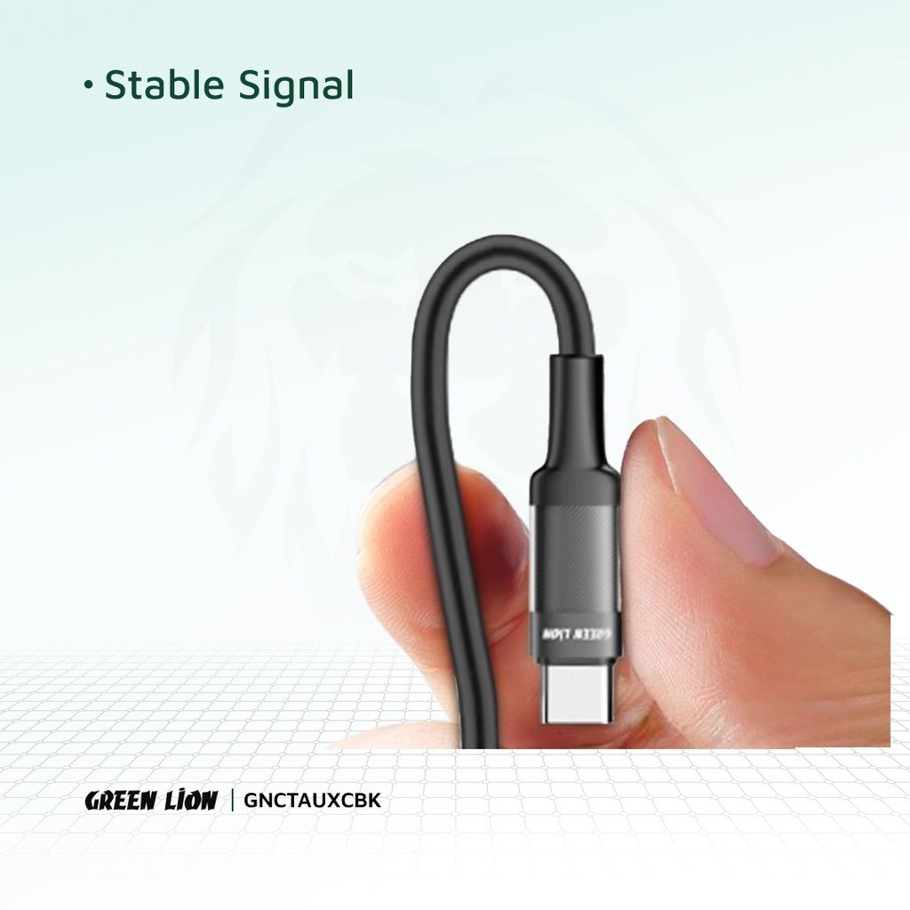 Green Lion USB-C to 3.5mm AUX Braided Audio Cable, 1M, Durable Copper Core, Black
