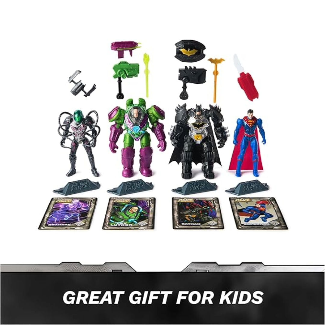 DC Metal Force Team Up Brainiac and Lex Luthor vs Batman and Superman Action Figures Set, 10.16cm, For Age 4+ Years